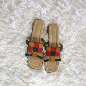 Danelle Multi-Color Patchwork Slip On Sandals Sz 11M